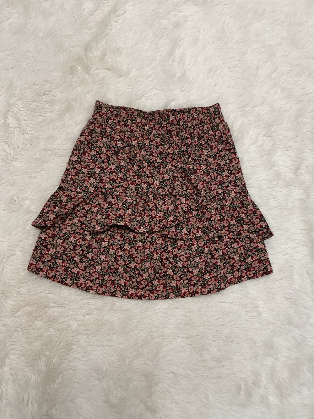 🌼Floral Tiered Mini Skirt - Pink/Black
